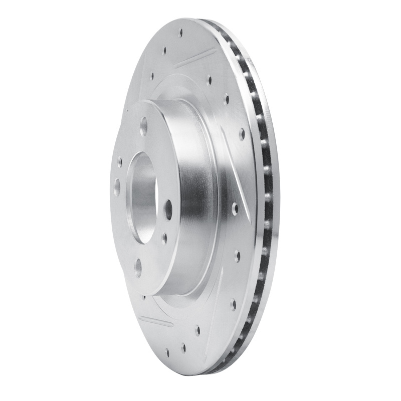 Dodge Attitude Brake Rotor (1) - Front Left - R1 Concepts - Drilled & Slotted - Silver - `16-`25